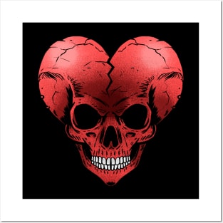 Skull broken heart Posters and Art